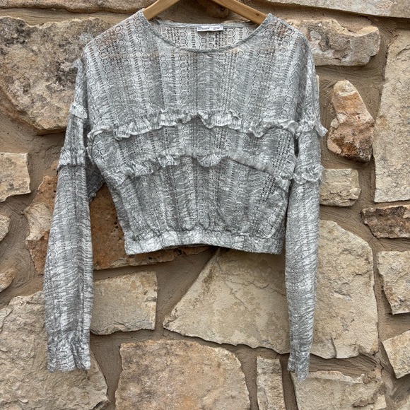 Zara gray longsleeve crop top size medium - Picture 1 of 4